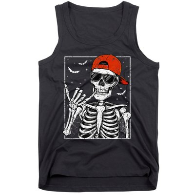 Skeleton Rock Hand Halloween Costume Cool Rock Music Rocker Tank Top