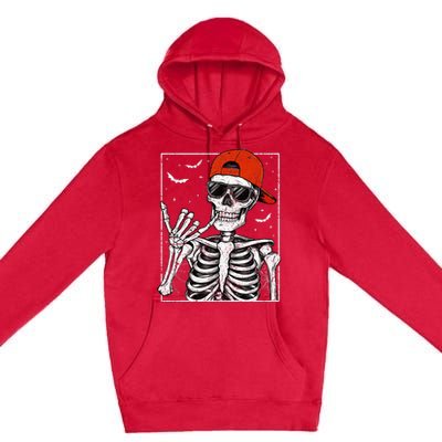 Skeleton Rock Hand Halloween Costume Cool Rock Music Rocker Premium Pullover Hoodie