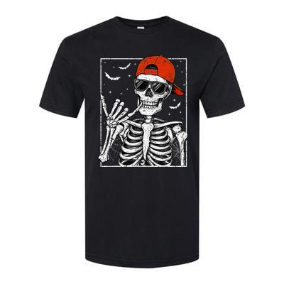 Skeleton Rock Hand Halloween Costume Cool Rock Music Rocker Softstyle CVC T-Shirt