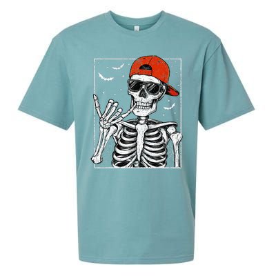 Skeleton Rock Hand Halloween Costume Cool Rock Music Rocker Sueded Cloud Jersey T-Shirt