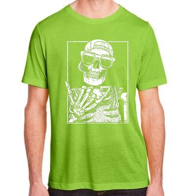 Skeleton Rock Hand Halloween Costume Cool Rock Music Rocker Adult ChromaSoft Performance T-Shirt