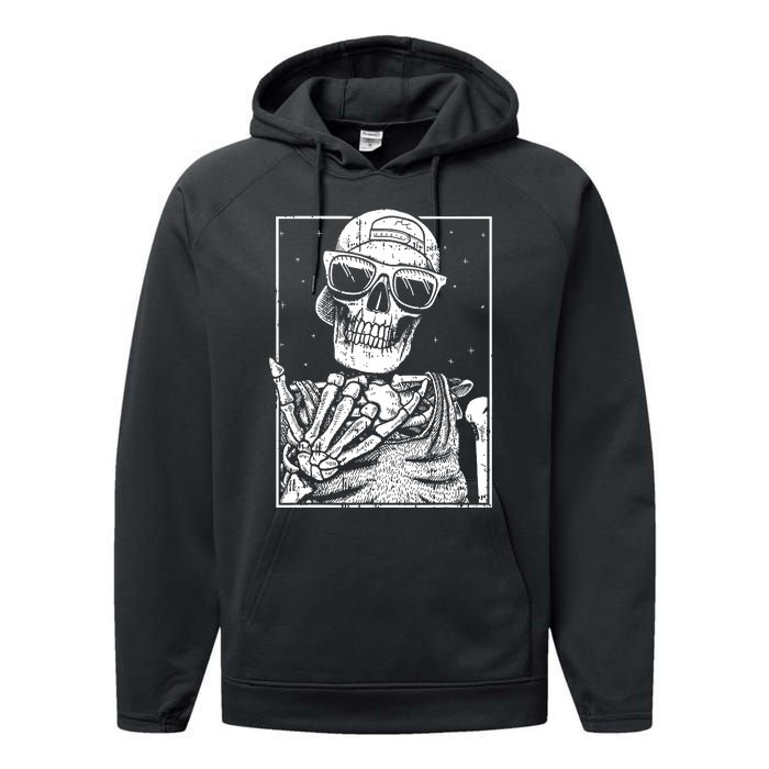 Skeleton Rock Hand Halloween Costume Cool Rock Music Rocker Performance Fleece Hoodie