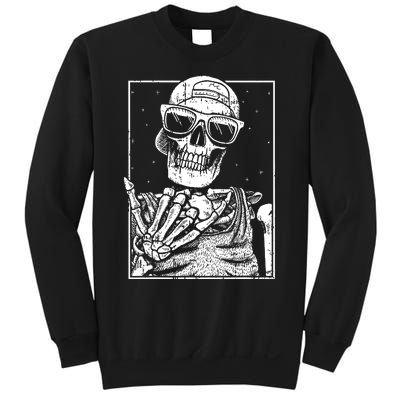 Skeleton Rock Hand Halloween Costume Cool Rock Music Rocker Sweatshirt