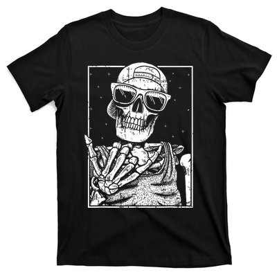 Skeleton Rock Hand Halloween Costume Cool Rock Music Rocker T-Shirt