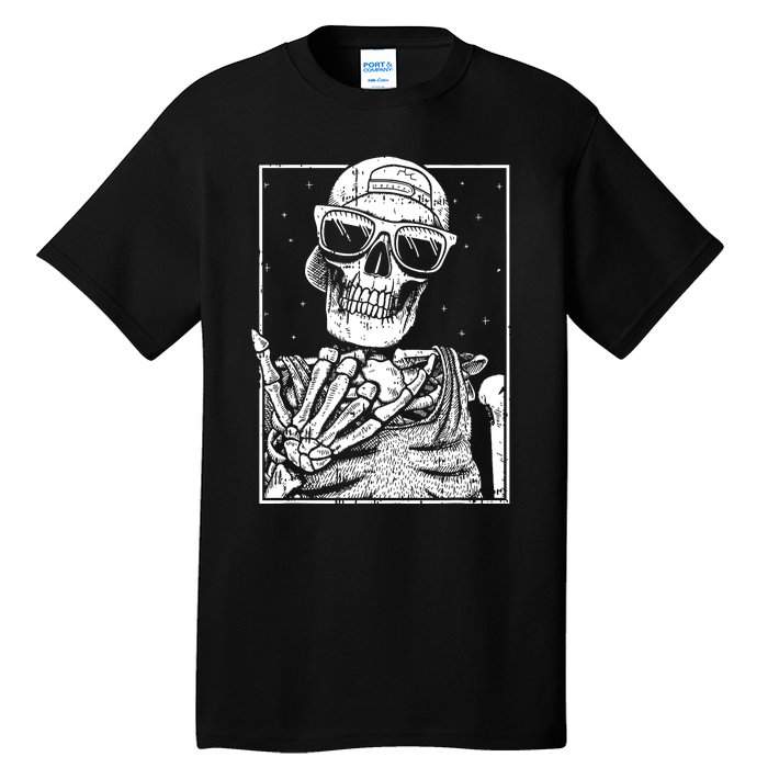 Skeleton Rock Hand Halloween Costume Cool Rock Music Rocker Tall T-Shirt