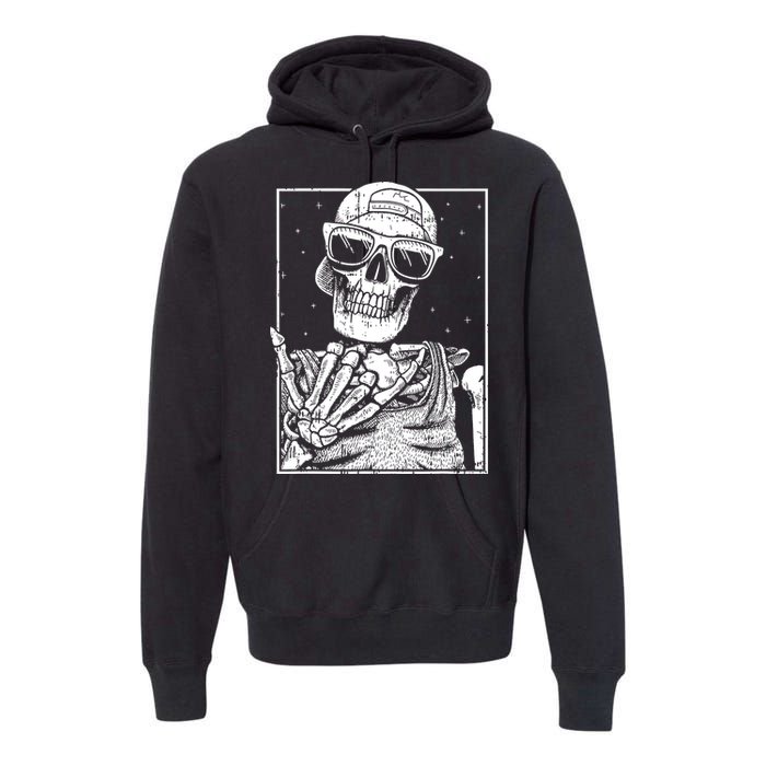 Skeleton Rock Hand Halloween Costume Cool Rock Music Rocker Premium Hoodie