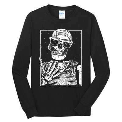 Skeleton Rock Hand Halloween Costume Cool Rock Music Rocker Tall Long Sleeve T-Shirt