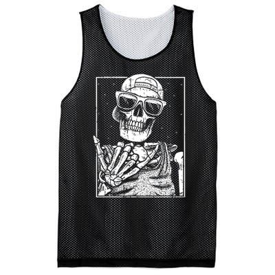 Skeleton Rock Hand Halloween Costume Cool Rock Music Rocker Mesh Reversible Basketball Jersey Tank