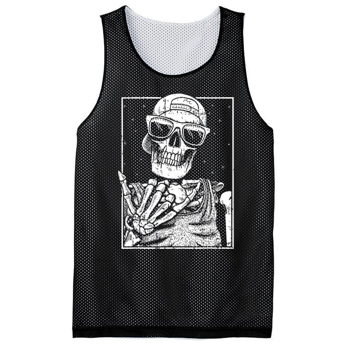 Skeleton Rock Hand Halloween Costume Cool Rock Music Rocker Mesh Reversible Basketball Jersey Tank