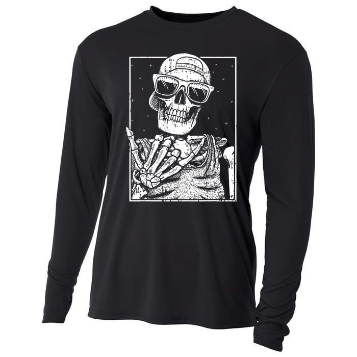 Skeleton Rock Hand Halloween Costume Cool Rock Music Rocker Cooling Performance Long Sleeve Crew