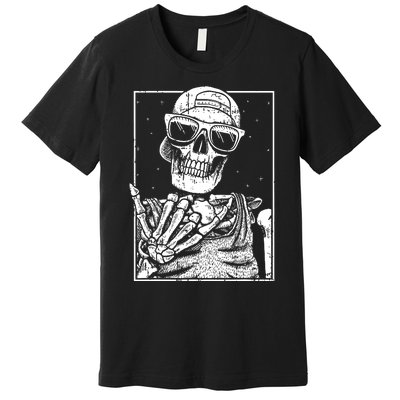 Skeleton Rock Hand Halloween Costume Cool Rock Music Rocker Premium T-Shirt