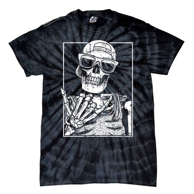 Skeleton Rock Hand Halloween Costume Cool Rock Music Rocker Tie-Dye T-Shirt