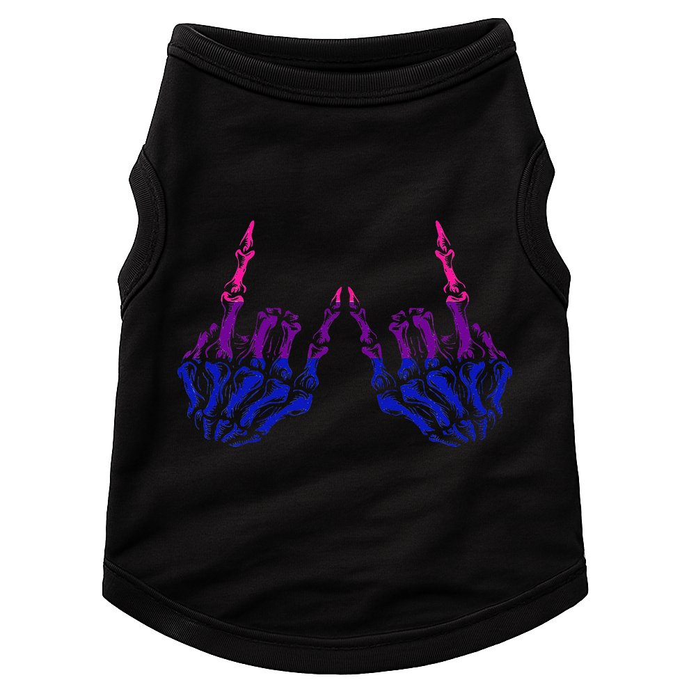 Skeleton Rock Hand LGBTQ Cool Bisexual Pride Color Bi Flag Doggie Tank