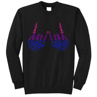 Skeleton Rock Hand LGBTQ Cool Bisexual Pride Color Bi Flag Sweatshirt