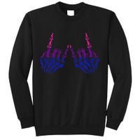 Skeleton Rock Hand LGBTQ Cool Bisexual Pride Color Bi Flag Sweatshirt