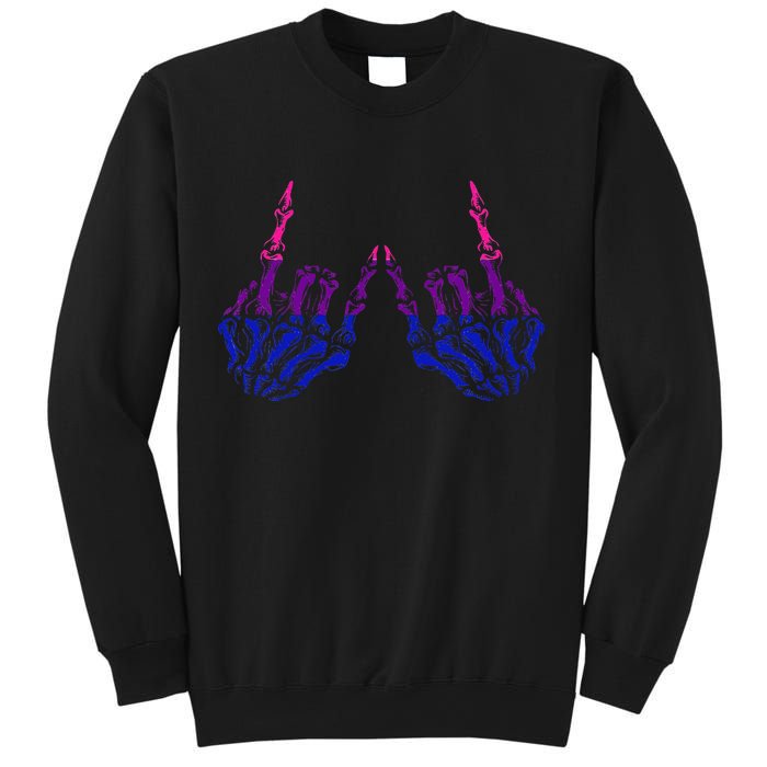 Skeleton Rock Hand LGBTQ Cool Bisexual Pride Color Bi Flag Sweatshirt