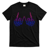 Skeleton Rock Hand LGBTQ Cool Bisexual Pride Color Bi Flag T-Shirt