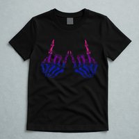 Skeleton Rock Hand LGBTQ Cool Bisexual Pride Color Bi Flag T-Shirt