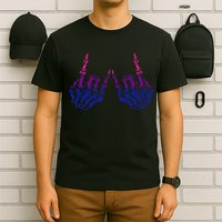 Skeleton Rock Hand LGBTQ Cool Bisexual Pride Color Bi Flag T-Shirt