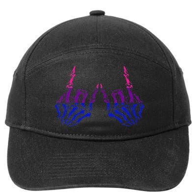 Skeleton Rock Hand LGBTQ Cool Bisexual Pride Color Bi Flag 7-Panel Snapback Hat