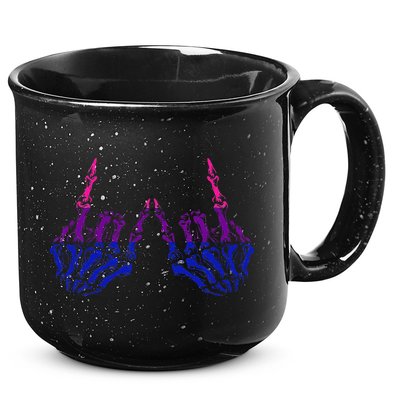 Skeleton Rock Hand LGBTQ Cool Bisexual Pride Color Bi Flag 15oz Campfire Ceramic Mug