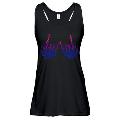 Skeleton Rock Hand LGBTQ Cool Bisexual Pride Color Bi Flag Ladies Essential Flowy Tank