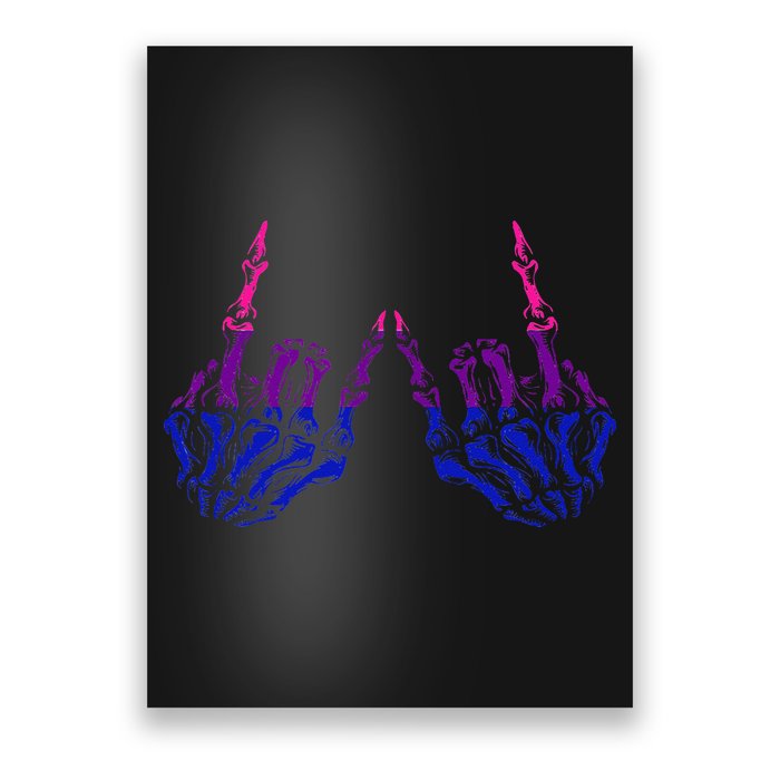 Skeleton Rock Hand LGBTQ Cool Bisexual Pride Color Bi Flag Poster