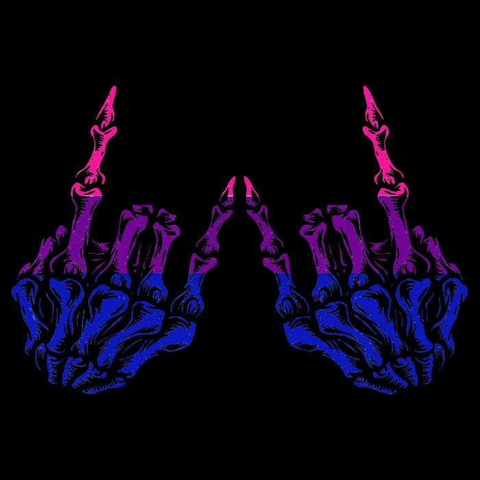 Skeleton Rock Hand LGBTQ Cool Bisexual Pride Color Bi Flag Poster