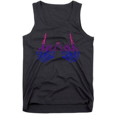 Skeleton Rock Hand LGBTQ Cool Bisexual Pride Color Bi Flag Tank Top