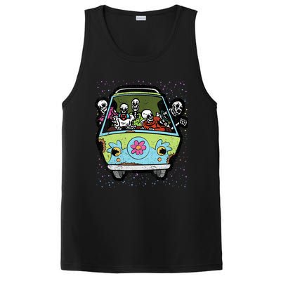 Skeleton Riding Hippie Van Halloween Costume Retro Bones PosiCharge Competitor Tank