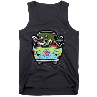 Skeleton Riding Hippie Van Halloween Costume Retro Bones Tank Top