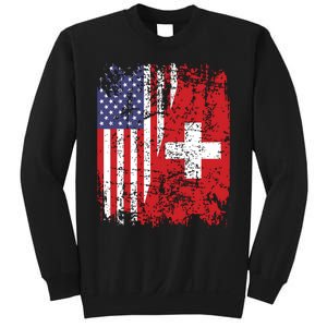 Swiss Roots Half American Flag Switzerland Sweatshirt