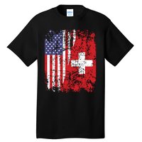 Swiss Roots Half American Flag Switzerland Tall T-Shirt