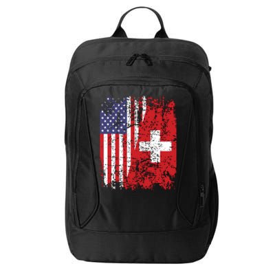 Swiss Roots Half American Flag Switzerland City Backpack