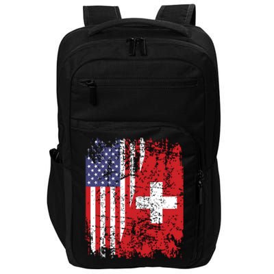 Swiss Roots Half American Flag Switzerland Impact Tech Backpack