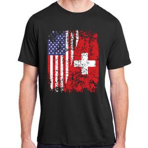 Swiss Roots Half American Flag Switzerland Adult ChromaSoft Performance T-Shirt