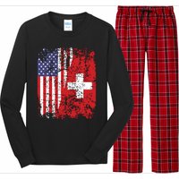 Swiss Roots Half American Flag Switzerland Long Sleeve Pajama Set