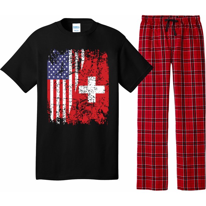 Swiss Roots Half American Flag Switzerland Pajama Set