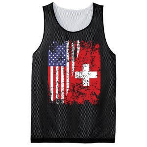 Swiss Roots Half American Flag Switzerland Mesh Reversible Basketball Jersey Tank