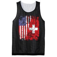 Swiss Roots Half American Flag Switzerland Mesh Reversible Basketball Jersey Tank