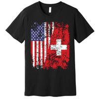 Swiss Roots Half American Flag Switzerland Premium T-Shirt