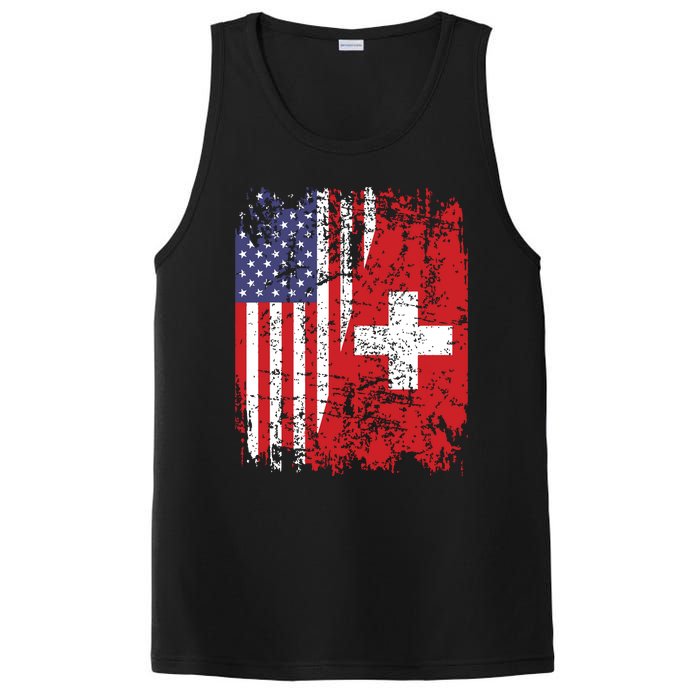 Swiss Roots Half American Flag Switzerland PosiCharge Competitor Tank