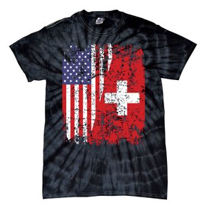 Swiss Roots Half American Flag Switzerland Tie-Dye T-Shirt