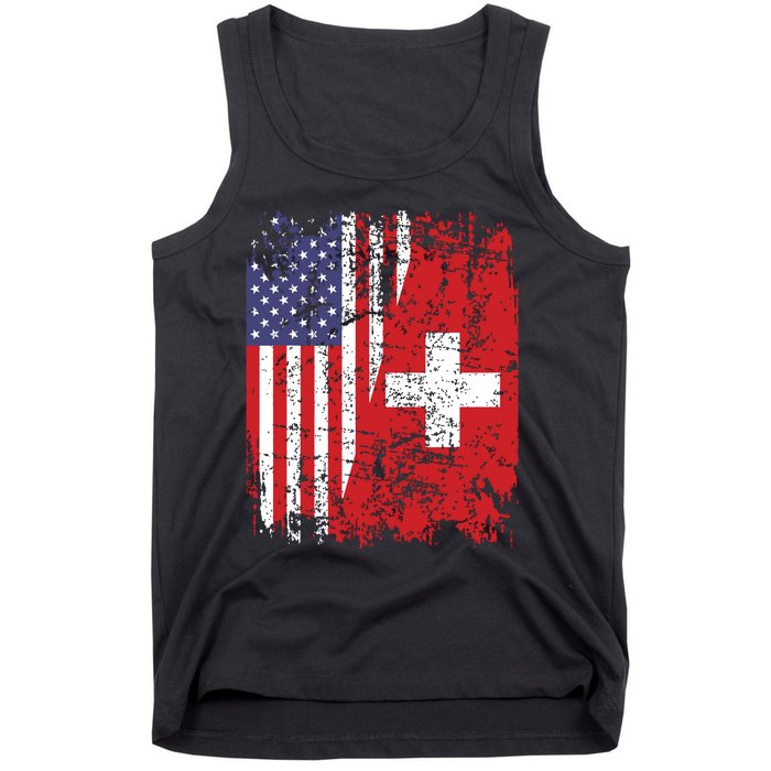 Swiss Roots Half American Flag Switzerland Tank Top