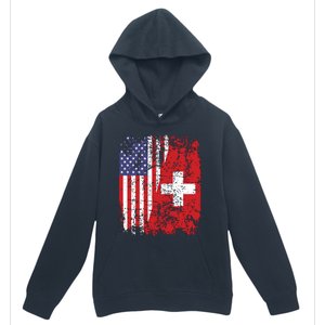 Swiss Roots Half American Flag Switzerland Urban Pullover Hoodie