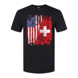 Swiss Roots Half American Flag Switzerland Softstyle CVC T-Shirt