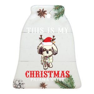 Shichon Reindeer Hat Lights Snow This Is My Christmas Pajama Long Sleeve Ceramic Bell Ornament