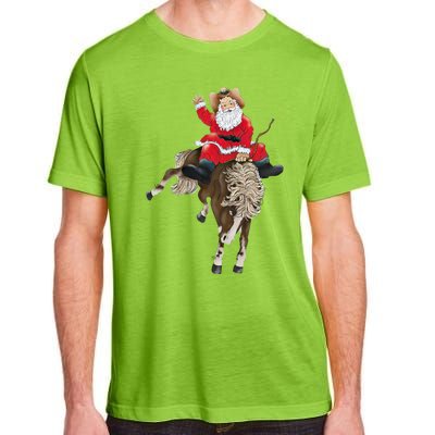 Santa Riding Horse Funny Howdy Xmas Design Funny Gift Adult ChromaSoft Performance T-Shirt