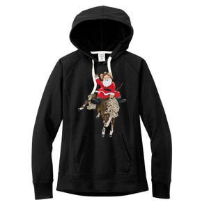 Santa Riding Horse Funny Howdy Xmas Design Funny Gift Women's Fleece Hoodie