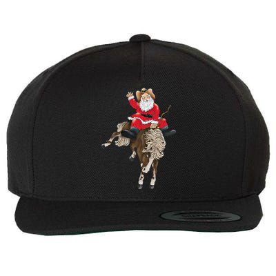 Santa Riding Horse Funny Howdy Xmas Design Funny Gift Wool Snapback Cap